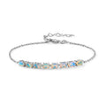 D'Joy Premium Ethiopian Welo Opal 1.35 ctw Prism Line Bracelet in Rhodium Over Sterling Silver (7.25-1.50In) - Sticky add to cart bar
