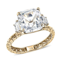 10K Yellow Gold Premium White Topaz Classic Crest Ring (Size 10.0) 6.80 ctw