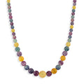 D'Joy Multi Fluorite 490.00 ctw Beaded Necklace (20 Inches) in Rhodium Over Sterling Silver - Sticky add to cart bar