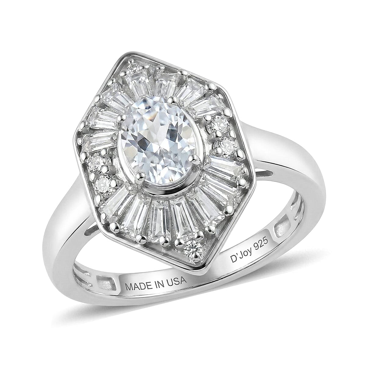 D'Joy White Topaz Ring in Rhodium Over Sterling Silver (Size 10.0) 1.65 ctw