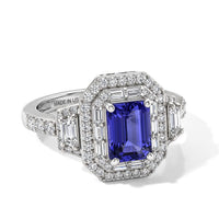 D''Joy Premium Tanzanite and Moissanite 1.80 ctw Ring in Rhodium Over Sterling Silver (Size 9.0)