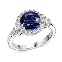 Certified and Appraised D'Joy Catalina Iolite, Moissanite Ring in Rhodium Over Sterling Silver (Size 10.0) (Del. in 7-10 Days) 1.90 ctw