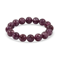 Purple Lepidolite 240.00 ctw Beaded Stretch Bracelet