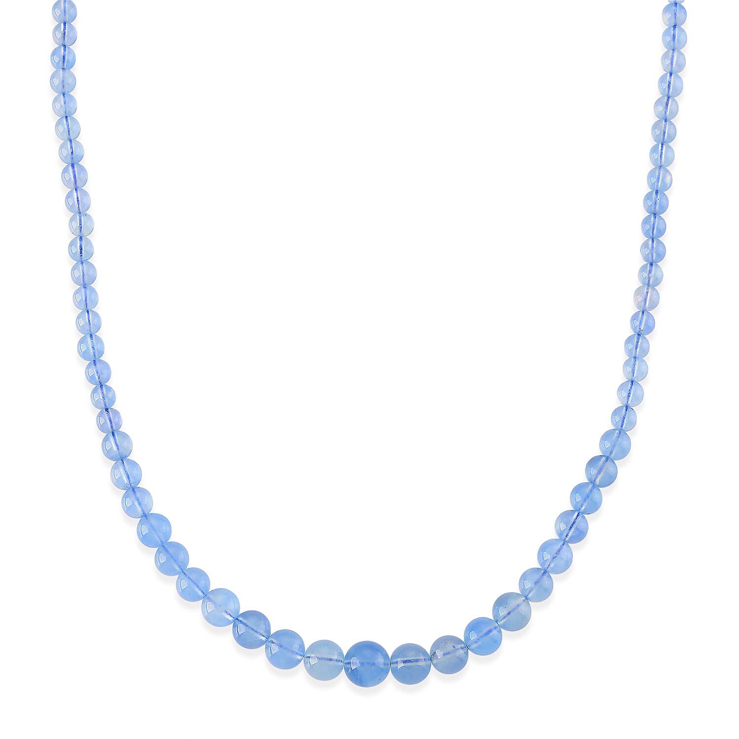 D'Joy Santa Maria Aquamarine 180.00 ctw Beaded Necklace in Rhodium Over Sterling Silver (20 Inches)