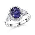 Certified and Appraised D'Joy Catalina Iolite, Moissanite Ring in Rhodium Over Sterling Silver (Size 10.0) (Del. in 7-10 Days) 2.00 ctw - Sticky add to cart bar