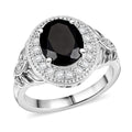 EverTrue Thai Black Spinel, White Zircon Ring in Platinum Bond (Size 10.0) 4.10 ctw - Sticky add to cart bar