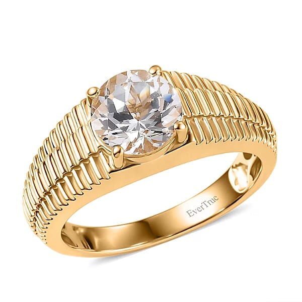 EverTrue Lab Created White Sapphire Men's Ring in 18K YG Plated (Size 11.0) 4.00 ctw