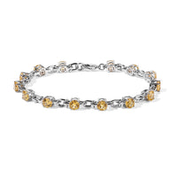 EverTrue Rose De France Amethyst 6.85 ctw Station Bracelet in Platinum Bond (8.00 In)