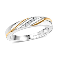 White Diamond Ring (Size 5.0) in Platinum Over Sterling Silver 0.05 ctw  (Size 5.0)