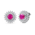 Certified & Appraised D'Joy Premium Royal Ruby and Moissanite 4.30 ctw Earrings in Rhodium Over Sterling Silver (Del. in 10-12 Days) - Sticky add to cart bar