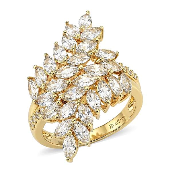 EverTrue Lab Created White Sapphire Ring in 18K YG Plated (Size 9.0) 4.40 ctw