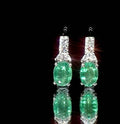 Certified & Appraised D'Joy Premium Kagem Zambian Emerald and Moissanite 1.85 ctw Earrings in Rhodium Over Sterling Silver - Sticky add to cart bar