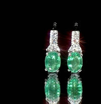 Certified & Appraised D'Joy Premium Kagem Zambian Emerald and Moissanite 1.85 ctw Earrings in Rhodium Over Sterling Silver