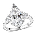 D'Joy White Topaz Royal Teardrop Ring in Rhodium Over Sterling Silver (Size 10.0) 6.50 ctw - Sticky add to cart bar