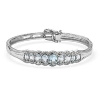 EverTrue Sky Blue Topaz 7.30 ctw Bangle Bracelet in Stainless Steel (7.25 In)