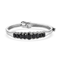 EverTrue African Amethyst Bangle Bracelet in Stainless Steel (7.25 In) 5.85 ctw