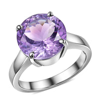 EverTrue Rose De France Amethyst Solitaire Ring in Stainless Steel (Size 6.0) 6.65 ctw