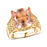 EverTrue Morganite Quartz Ring in 18K YG Plated (Size 6.0) 7.50 ctw