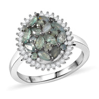D'Joy Narsipatnam Alexandrite, Moissanite Ring in Rhodium Over Sterling Silver (Size 10.0) 1.65 ctw