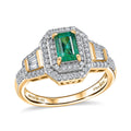 D'Joy Boyaca Colombian Emerald, Moissanite Ring in 18K Vermeil YG Over Sterling Silver (Size 6.0) 1.10 ctw - Sticky add to cart bar