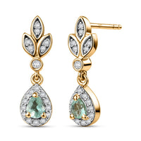 D'Joy Boyaca Colombian Emerald and Moissanite 0.50 ctw Earrings in 18K Vermeil Yellow Gold Over Sterling Silver