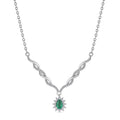 D'Joy Boyaca Colombian Emerald and Moissanite 0.80 ctw Flame Drop Necklace in Rhodium Over Sterling Silver 18-20 Inches - Sticky add to cart bar