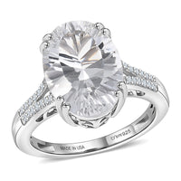 D'Joy White Topaz Royal Sparkle Ring in Rhodium Over Sterling Silver (Size 7.0) 7.35 ctw