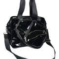 Closeout Poppy Patent Black Shoulder Bag and Paddle Bag Set  (16"x5"x11") - Sticky add to cart bar