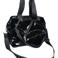 Closeout Poppy Patent Black Shoulder Bag and Paddle Bag Set  (16"x5"x11")