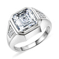 D'Joy Moissanite (Oct 12x12mm) Men's Ring in Rhodium Over Sterling Silver (Size 6.0) 9.60 ctw - Sticky add to cart bar