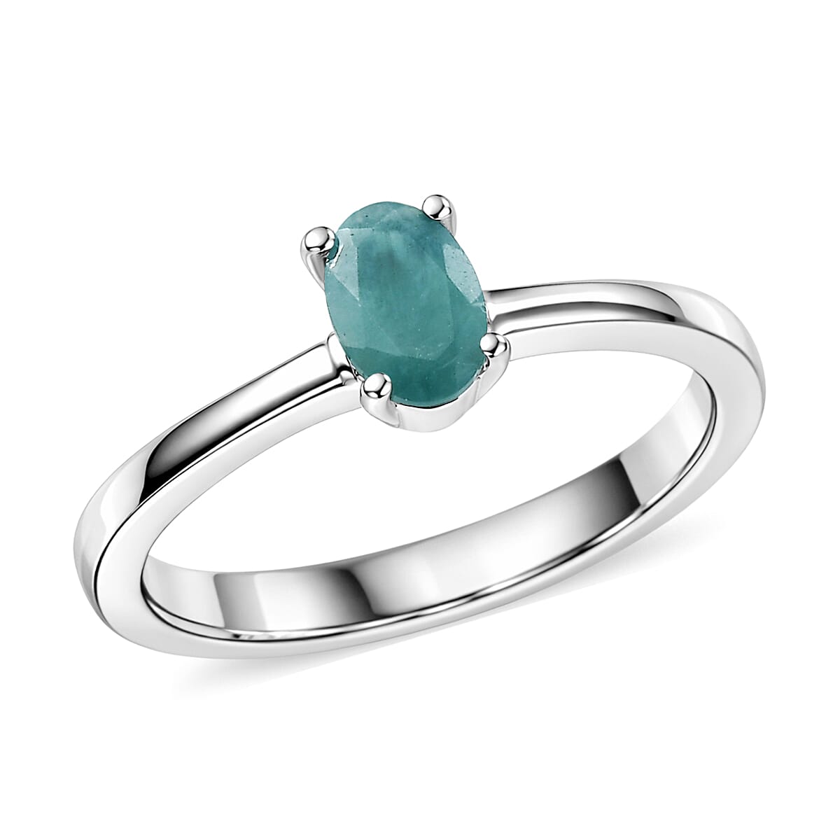 D'Joy Premium Grandidierite Ring in Rhodium Over Sterling Silver (Size 10.0) 0.50 ctw