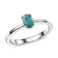 D'Joy Premium Grandidierite Ring in Rhodium Over Sterling Silver (Size 10.0) 0.50 ctw