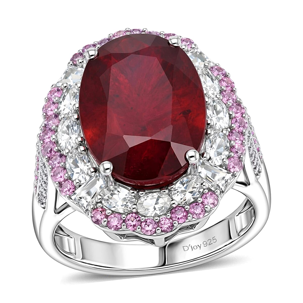 D'Joy Niassa Ruby (FF) and Multi Gemstone 11.80 ctw Fiery Passion Ring in Rhodium Over Sterling Silver