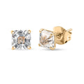 Premium Asscher Cut White Topaz 2.10 ctw Classic Crest Earrings in 10K Yellow Gold - Sticky add to cart bar