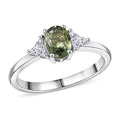 D'Joy Premium Green Sapphire, Moissanite Ring in Rhodium Over Sterling Silver (Size 10.0) 1.15 ctw - Sticky add to cart bar