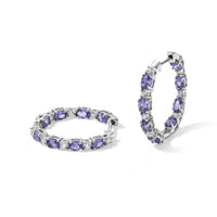 EverTrue Tanzanite and White Zircon 3.70 ctw Hoop Earrings in Platinum Bond