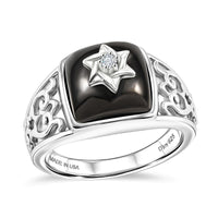 D'Joy Passport to Israel Artisan Crafted Premium Elite Shungite, White Zircon Ring in Sterling Silver (Size 10.0) 2.85 ctw