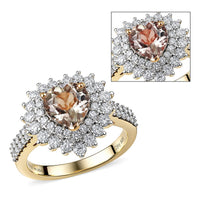 Certified & Appraised D'Joy Premium Turkizite, Moissanite Heart Ring in 18K Vermeil YG Over Sterling Silver (Size 10.0) 2.40 ctw
