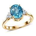 Luxoro 10K Yellow Gold AAAA Cambodian Blue Zircon, Diamond (I2) (0.15 cts) Ring (Size 6.0) 4.75 ctw - Sticky add to cart bar