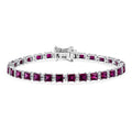 D'Joy Premium Radiant Ember Garnet and Moissanite 13.50 ctw Bracelet in Rhodium Over Sterling Silver (7.25 In) - Sticky add to cart bar
