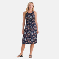 LA Marey Navy Blue Floral Double Knit Brushed Dress - One Size Fits Most