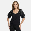 Vertigo Black Solid Puff Sleeve Top -Large - Sticky add to cart bar