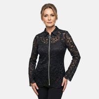 Vertigo Blue Lace Zip Front Top -Large