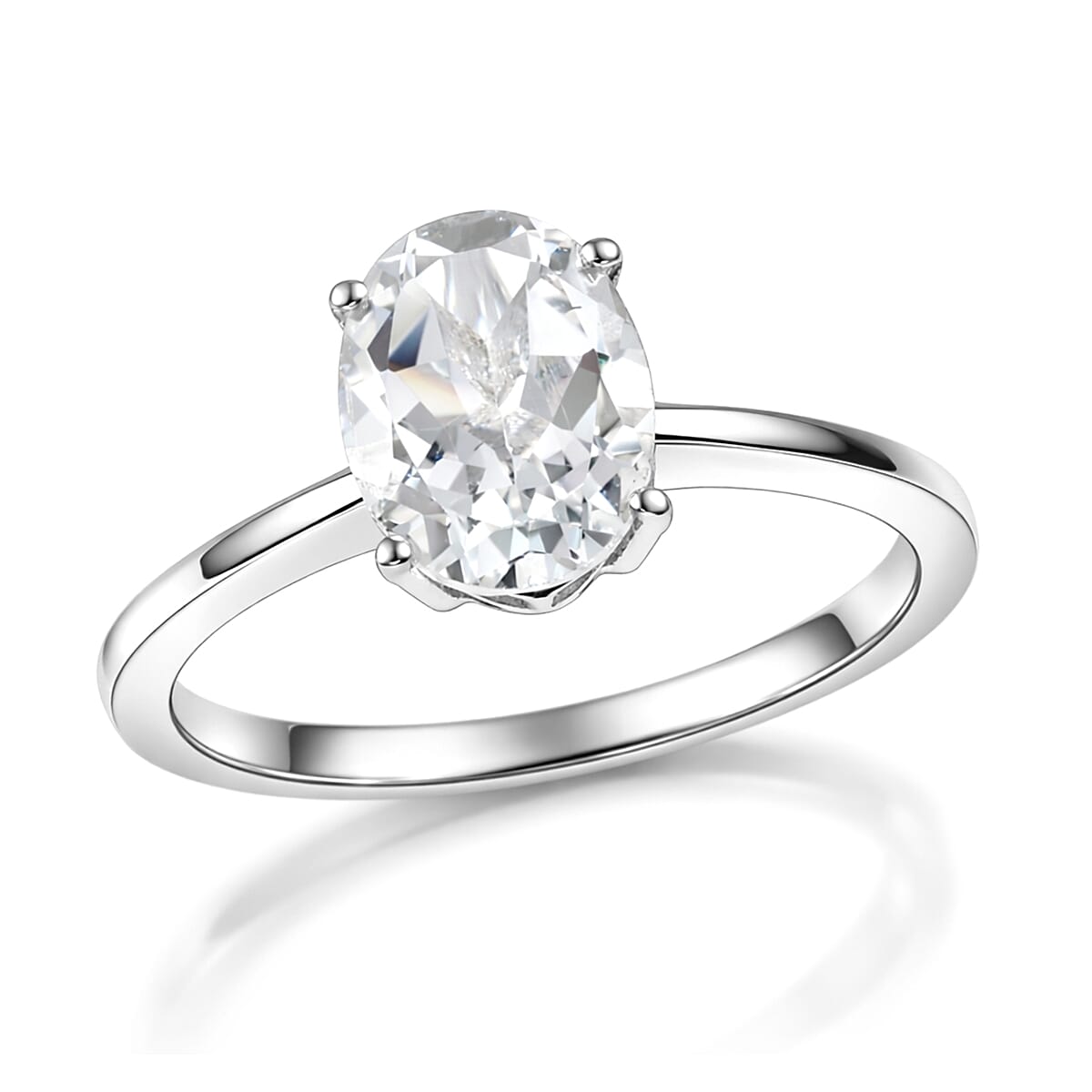 D'Joy White Topaz Solitaire Ring in Rhodium Over Sterling Silver (Size 7.0) 2.85 ctw