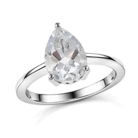 D'Joy White Topaz Solitaire Ring in Rhodium Over Sterling Silver (Size 7.0) 2.85 ctw