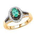 D'Joy Boyaca Colombian Emerald, Natural Champagne and White Diamond (0.37 cts) Ring in 18K Vermeil YG Over Sterling Silver (Size 6.0) 0.85 ctw - Sticky add to cart bar