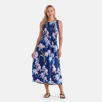 LA Marey Navy Blue Double Knit Brushed Maxi Dress - One Size Fits Most
