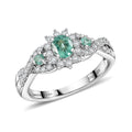 D'Joy Boyaca Colombian Emerald, Moissanite Ring in Rhodium Over Sterling Silver (Size 6.0) 0.70 ctw - Sticky add to cart bar