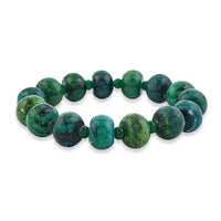 Green Aventurine and Azurite 355.00 ctw Beaded Stretch Bracelet