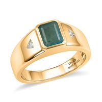 D'Joy Premium Grandidierite, Moissanite Ring in 18K Vermeil YG Over Sterling Silver (Size 11.0) 1.80 ctw